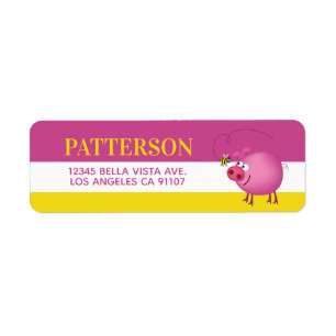 Pig and Bee Return Address Label