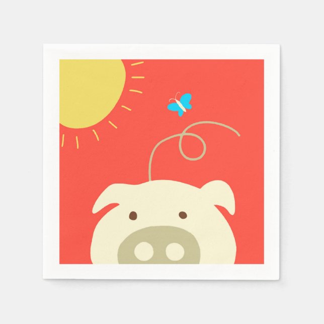 Pig and Butterfly Napkin (Front)