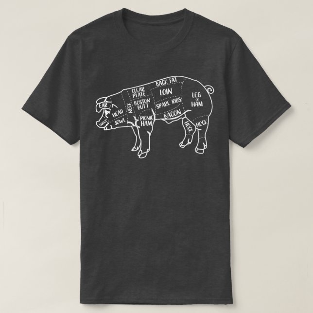 Pig and Pork Diagram design, Butcher design, Bacon T-Shirt (Design Front)