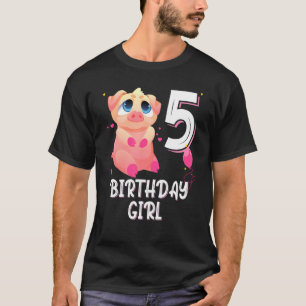 Pig Animal 5th Birthday Girl B Day 5 Years Old T-Shirt