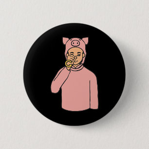 Pig Animal ASL Hand Gesture Deaf Hearing Loss Awar 6 Cm Round Badge
