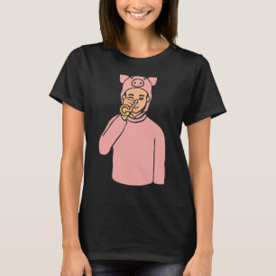 Pig Animal ASL Hand Gesture Deaf Hearing Loss Awar T-Shirt
