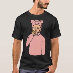 Pig Animal ASL Hand Gesture Deaf Hearing Loss Awar T-Shirt