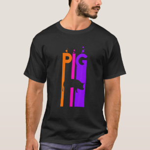 Pig Animal Rainbow Bubble With Silhouette T-Shirt