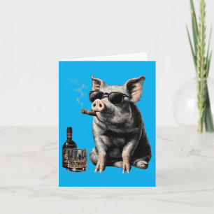 Pig Animal Sunglasses Fathers Day Family Card