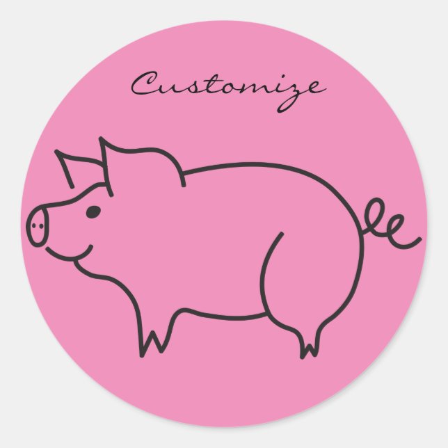 Pig Animal Thunder_Cove Classic Round Sticker (Front)