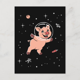 Pig Animals In Space Postcard