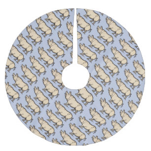 Pig Antique Piggy Cute Vintage Illustration Brushed Polyester Tree Skirt