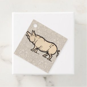 Pig Antique Piggy Cute Vintage Illustration Favour Tags