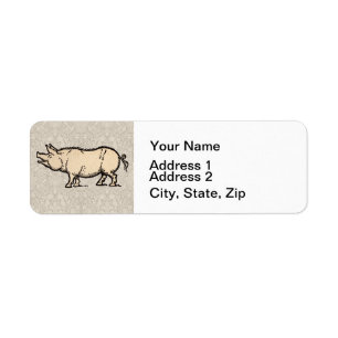 Pig Antique Piggy Cute Vintage Illustration Return Address Label