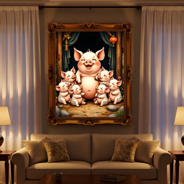  Pig Art – Mother & Piglets Poster (Creator Uploaded)