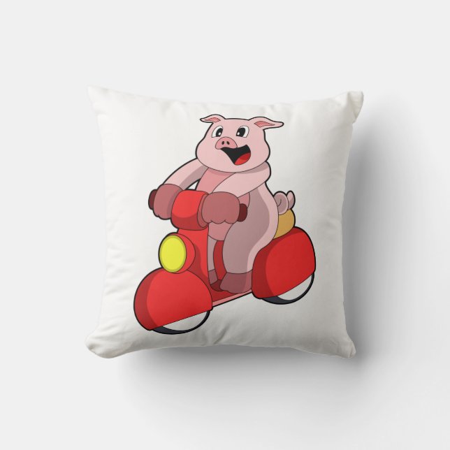 Pig as Biker with Scooter Cushion (Front)
