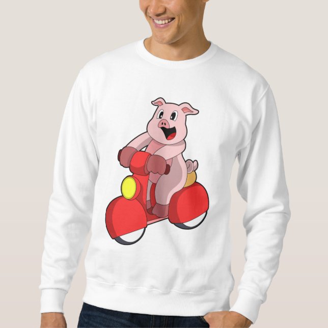 Pig as Biker with Scooter Sweatshirt (Front)