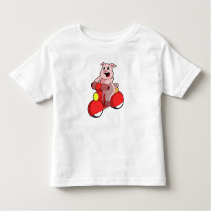Pig as Biker with Scooter Toddler T-Shirt