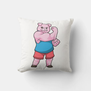 Pig as Bodybuilder with big Upper arm Cushion