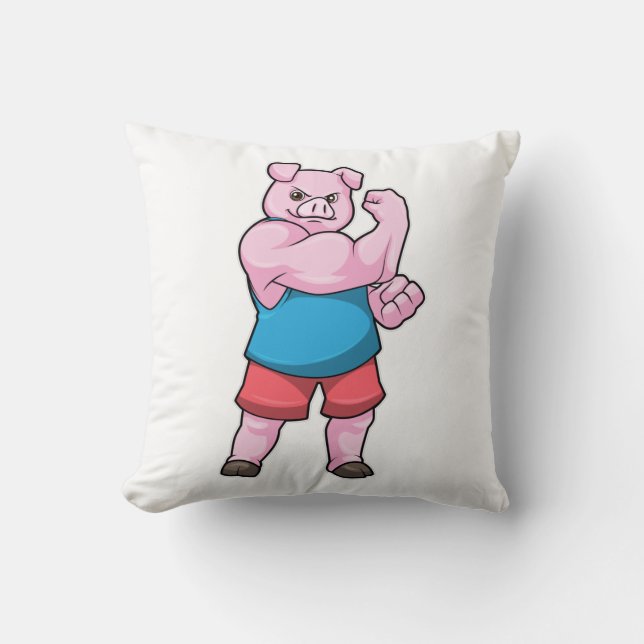 Pig as Bodybuilder with big Upper arm Cushion (Front)
