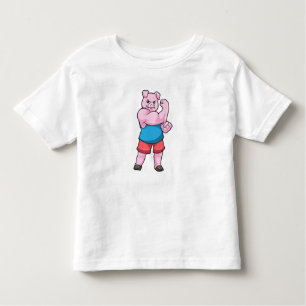 Pig as Bodybuilder with big Upper arm Toddler T-Shirt