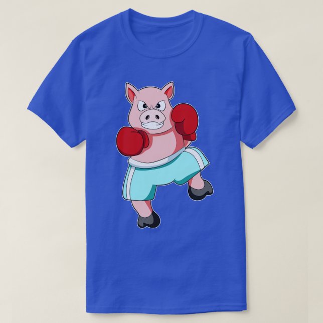 Pig as Boxer with Boxing gloves 1 T-Shirt (Design Front)