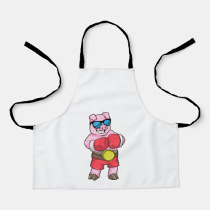 Pig as Boxer with Boxing gloves Apron