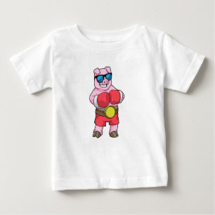 Pig as Boxer with Boxing gloves Baby T-Shirt