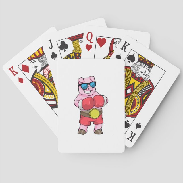 Pig as Boxer with Boxing gloves Playing Cards (Back)