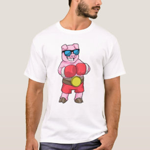 Pig as Boxer with Boxing gloves T-Shirt