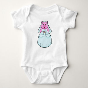 Pig as Bride with Veil Baby Bodysuit