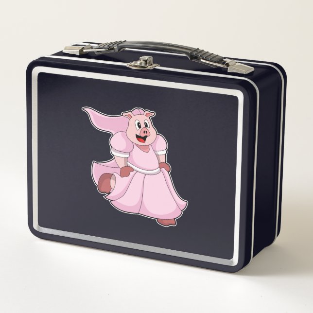 Pig as Bride with Wedding dress Metal Lunch Box (Front)