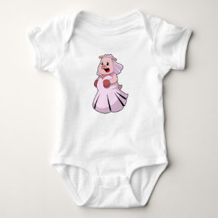 Pig as Bride with Wedding dress.PNG Baby Bodysuit