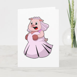 Pig as Bride with Wedding dress.PNG Card