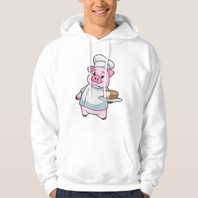 Pig as Chef with Platter & Cake Hoodie (Front)
