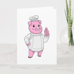 Pig as Cook with Chef hat Card