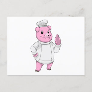 Pig as Cook with Chef hat Postcard