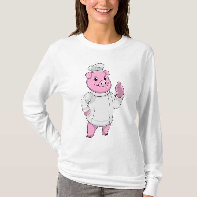 Pig as Cook with Chef hat T-Shirt (Front)