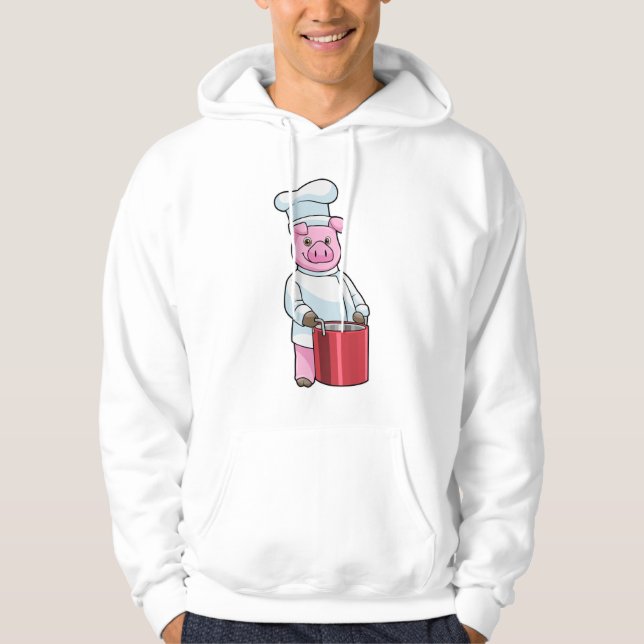 Pig as Cook with Cooking pot Hoodie (Front)