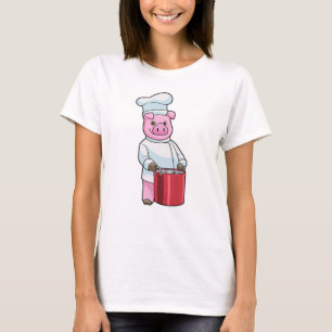 Pig as Cook with Cooking pot T-Shirt