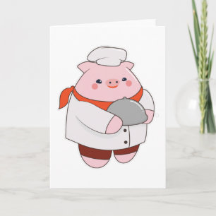 Pig as Cook with Platter Card