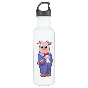 Pig as Groom with Suit 710 Ml Water Bottle