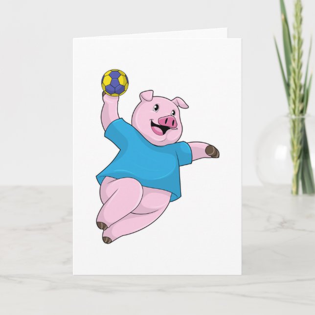 Pig as Handball player with Handball Card (Front)