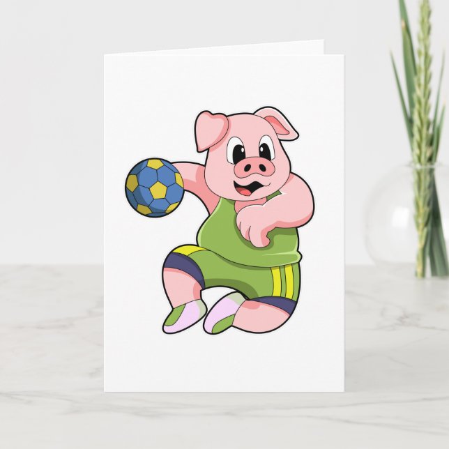 Pig as Handball player with Handball Card (Front)