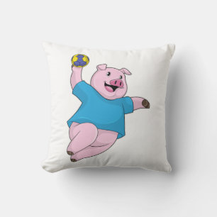 Pig as Handball player with Handball Cushion