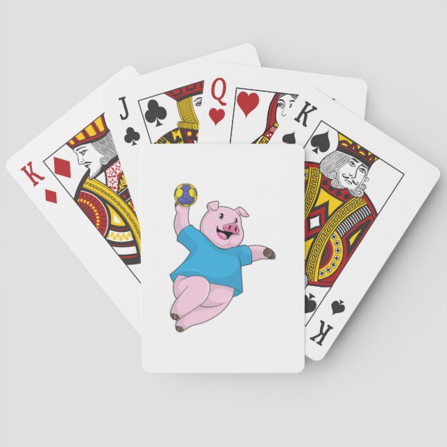 Pig as Handball player with Handball Playing Cards (Back)