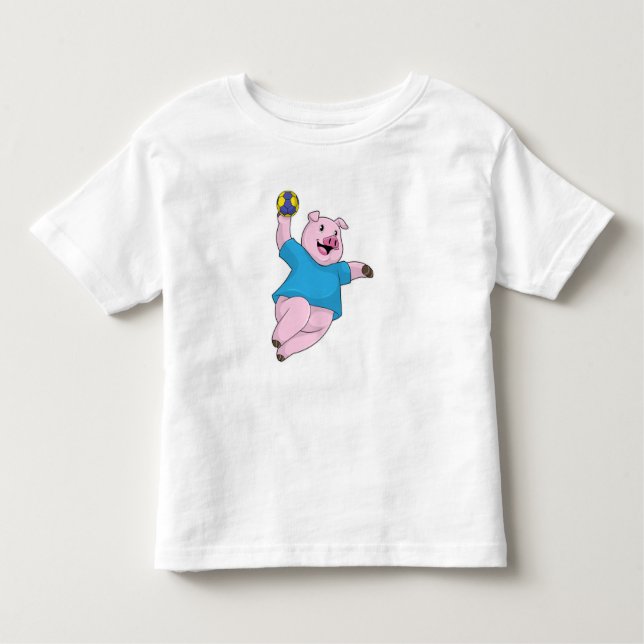 Pig as Handball player with Handball Toddler T-Shirt (Front)