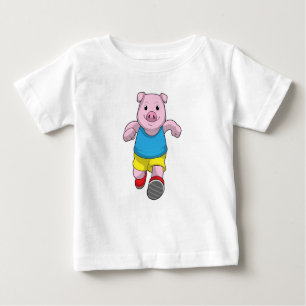 Pig as Runner at Running Baby T-Shirt