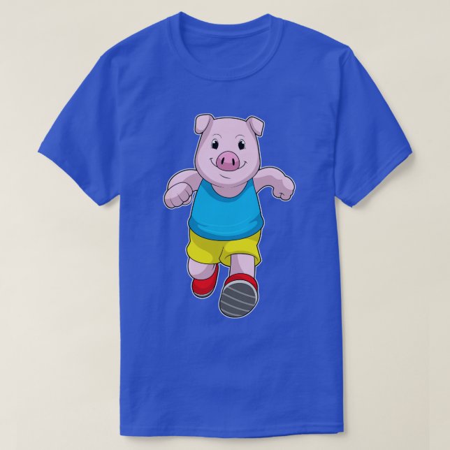 Pig as Runner at Running T-Shirt (Design Front)