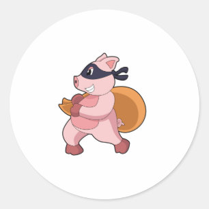 Pig as Runner Classic Round Sticker