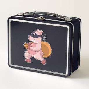 Pig as Runner Metal Lunch Box