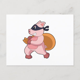 Pig as Runner Postcard