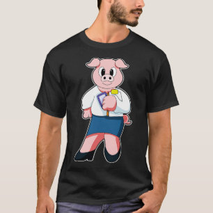 Pig as Secretary with Skirt T-Shirt