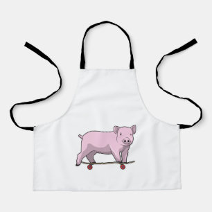 Pig as Skater with Skateboard Apron
